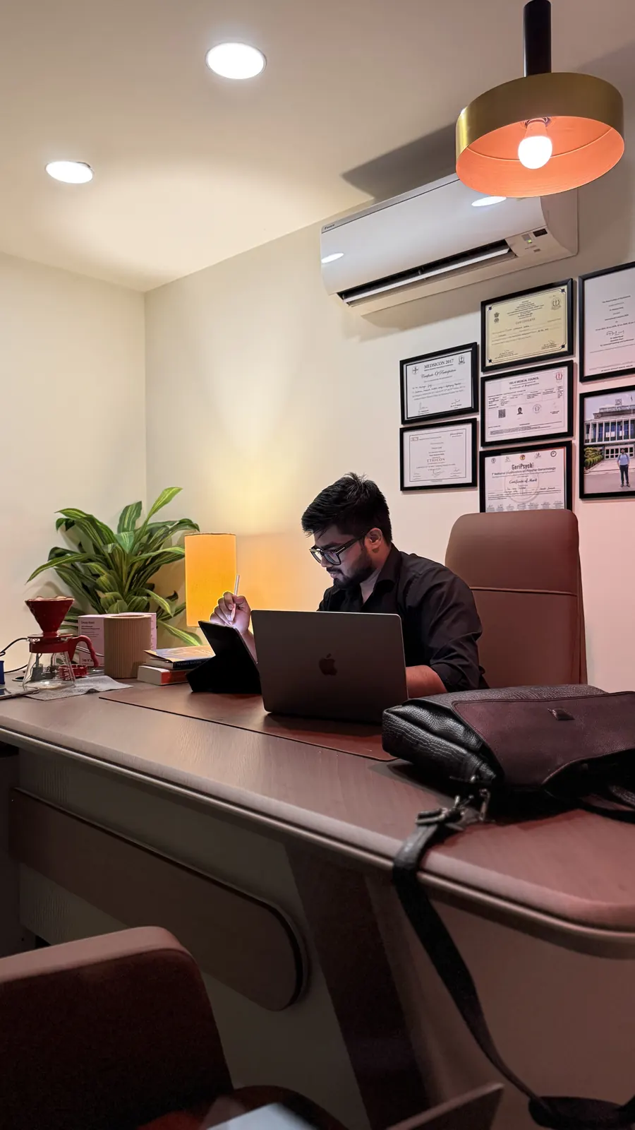 Dr Shaurya Garg in his consulting room in Lajpat Nagar, New Delhi